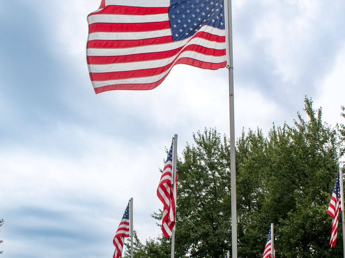 Flags along the Avenue of 444 Flags in Hermitage