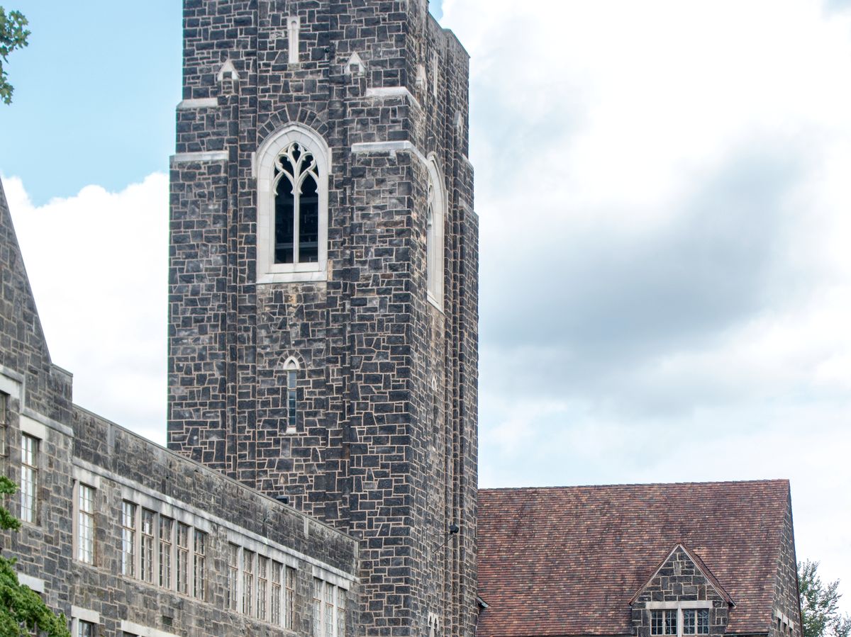 Old Main tower at Westminster College