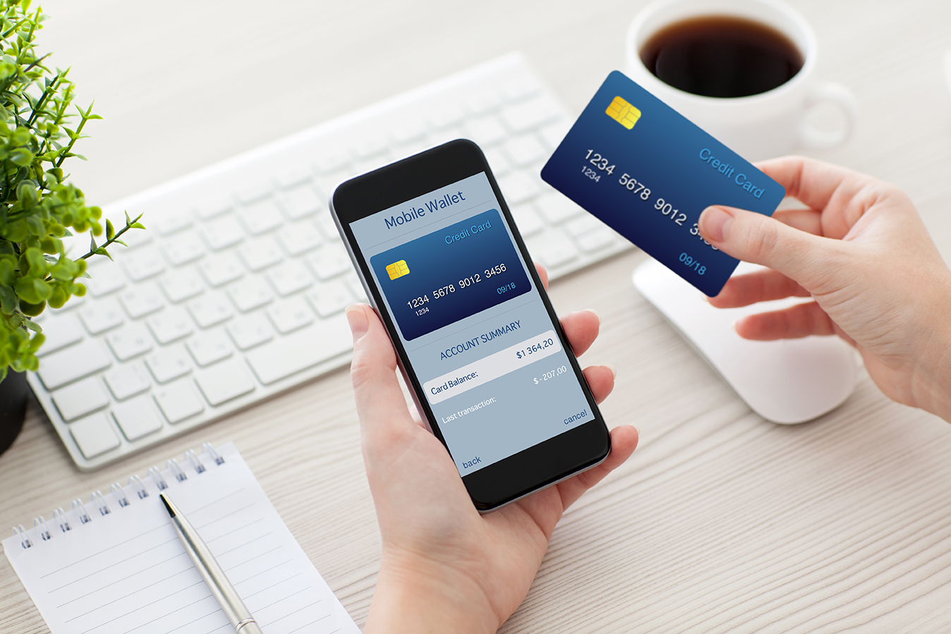 Female,Hands,Holding,Phone,With,Mobile,Wallet,For,Online,Shopping